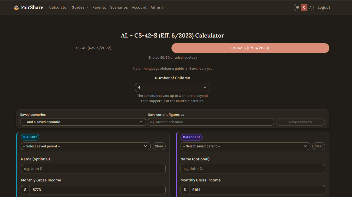 FairShare calculator screen